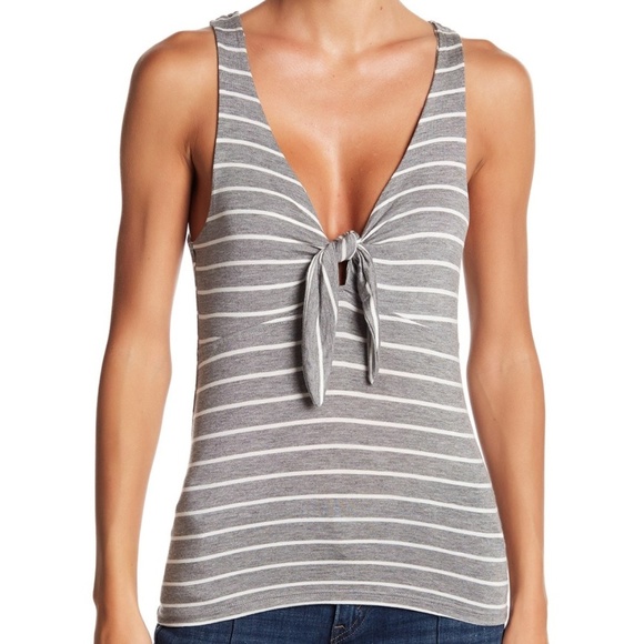 PST by Project Social T Tops - PST by Project Social T Tie Front Stripe Tank